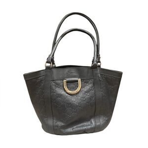 Gucci Black Leather Guccisima Small Abbey D Ring Bucket Tote Shoulder Bag